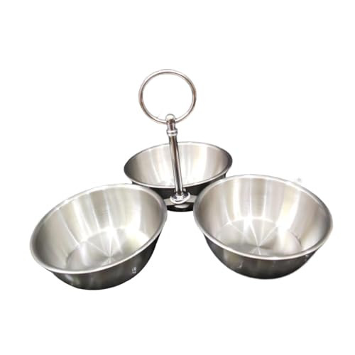 YWJLQH Snack Serving Bowl, 3 Compartment Stainless Steel Snack Stand with Bowls, Divided Serving Tray for Candy Dessert Snacks, Silver | Amazon (US)