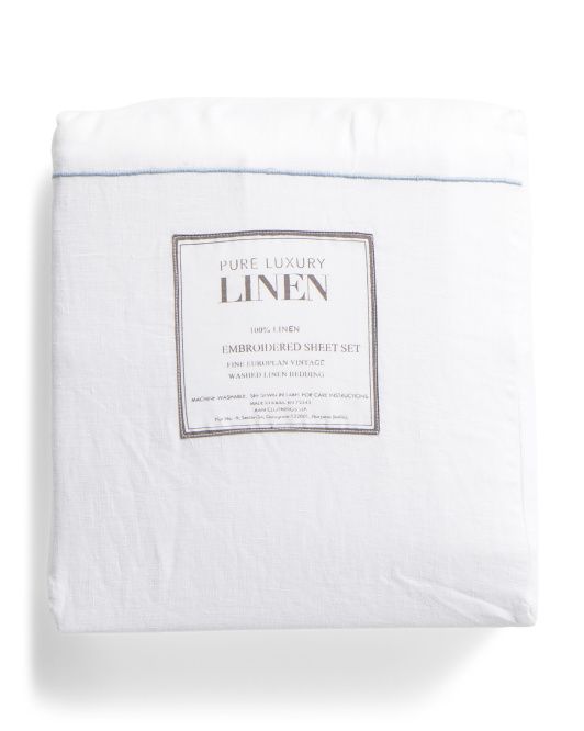 Made In India Linen Sheet Set With Merrow Stitching | TJ Maxx
