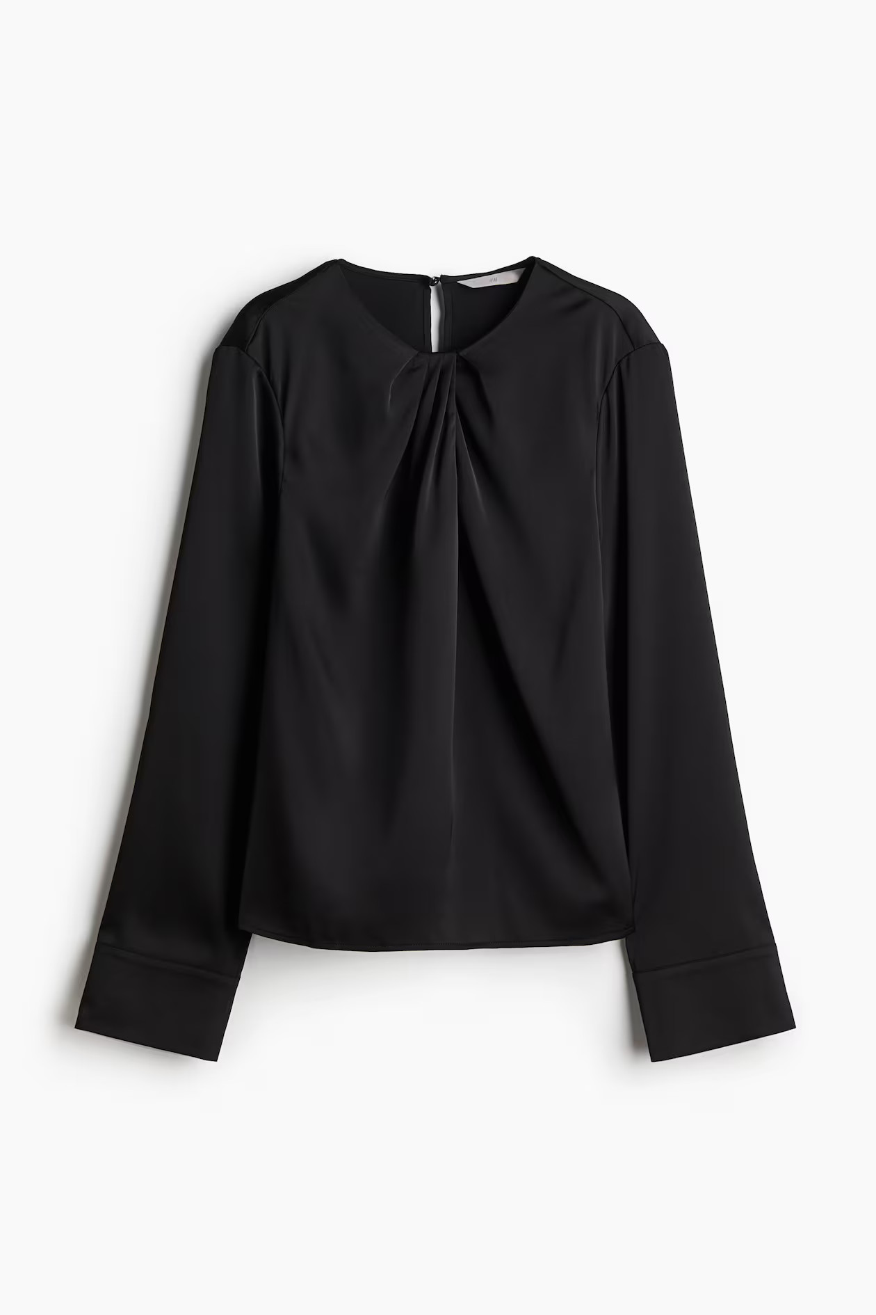 Pleat-detail satin blouse - Black - Ladies | H&M GB | H&M (UK, MY, IN, SG, PH, TW, HK)
