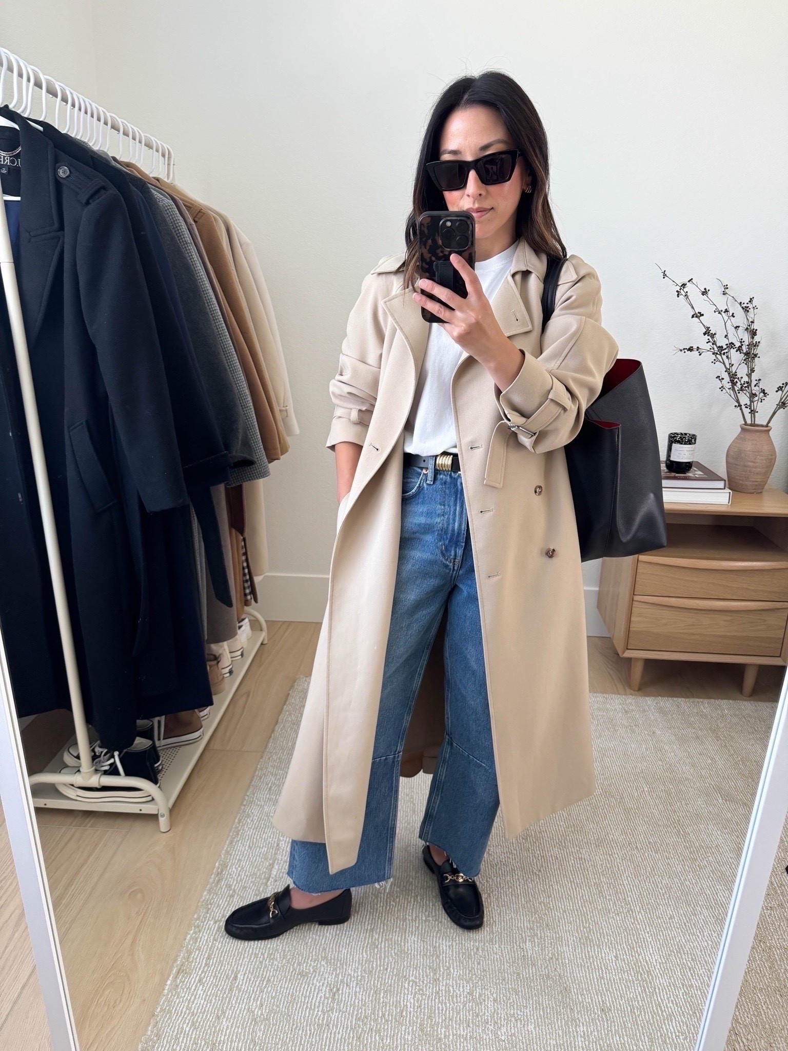 fall staples I’ve excited to rewear. 

The Oak + Fort trench coat is my favorite trench and has been for a couple years now. It runs oversized, but I love the drape. Size down. 

Oak + Fort Trench xxs
Madewell tee xs
Good American belt
Citizens of Humanity jeans 25, cut hems
Sam Edelman loafers 5
Mansur Gavriel tote
YSL sunglasses

fall outfits, fall style, petite style

#LTKootd #LTKPetite #LTKmomlife