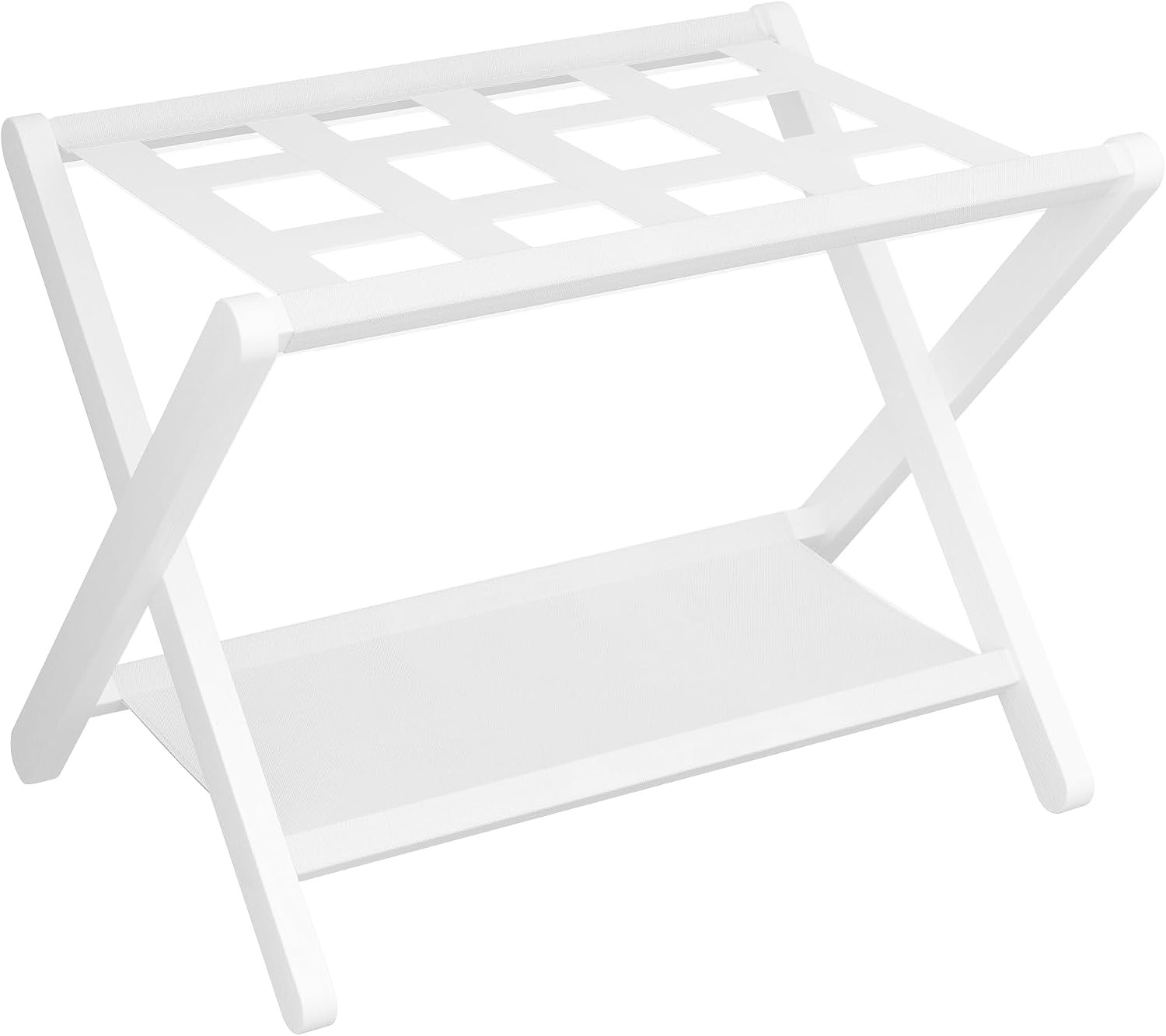 Heybly Luggage Rack, Folding Suitcase Stand with Storage Shelf, Heavy-Duty Luggage Holder for Guest Room Bedroom Hotel, Holds up to 141 lb, White, HLR010W1 | Amazon (US)