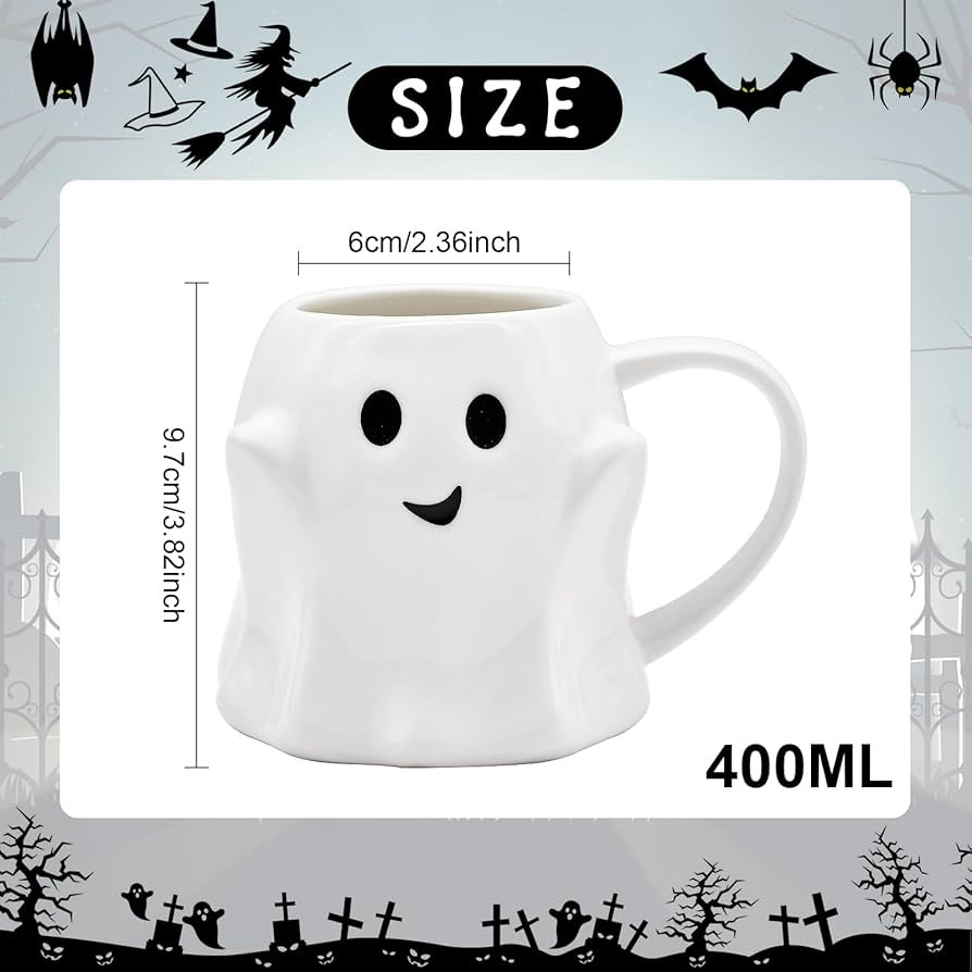 14 oz Halloween Ghost Coffee Mug - White Cute Ceramic Ghost Pattern Ghostface Mug Coffee Cup Hall... | Amazon (US)
