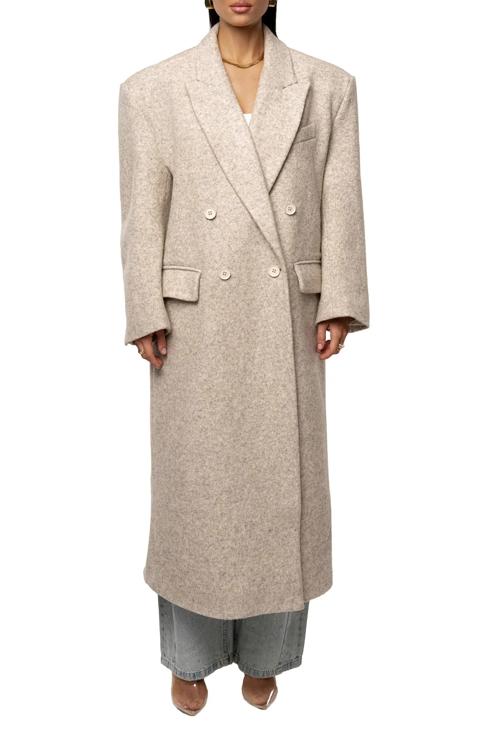 JLUXLABEL Double Breasted Wool Blend Coat | Nordstrom | Nordstrom