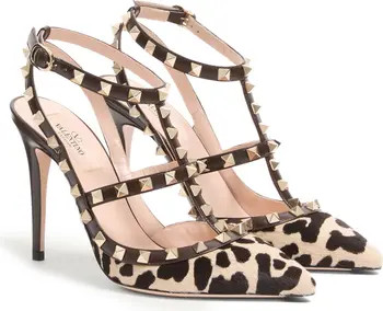 Valentino Garavani Rockstud Genuine Calf Hair T-Strap Pump (Women) | Nordstrom | Nordstrom