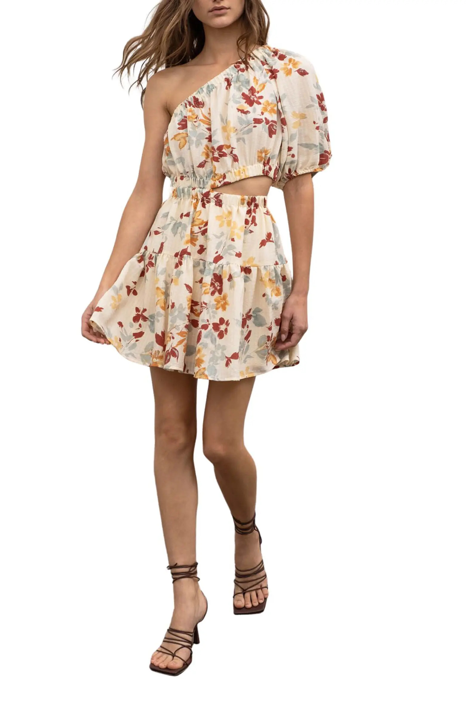 Floral Cutout One-Shoulder Dress | Nordstrom