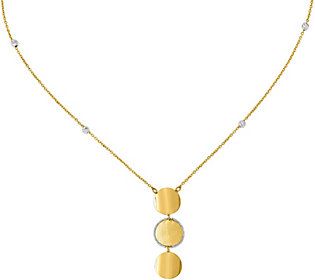 Italian Gold 14K Two-Tone Bead Chain & Circle D | QVC