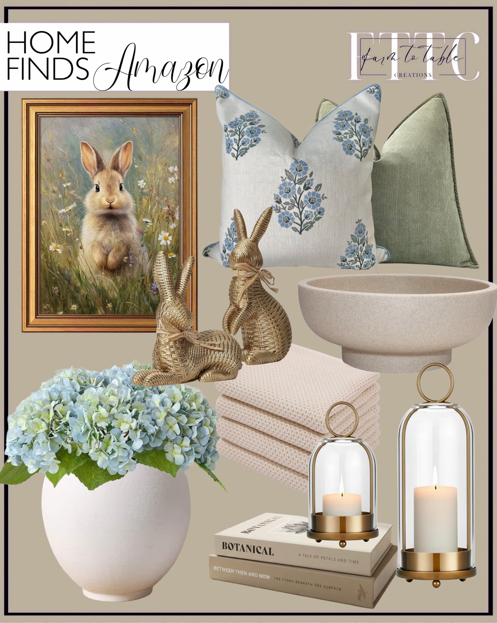 Neutral Spring Home Finds from Amazon You’ll Use Year After Year

Follow @farmtotablecreations on Instagram for more home finds and styling ideas 🤍

Soft, timeless pieces that instantly elevate your space without overthinking it. From the sweetest bunny artwork to layered neutral textiles and those gold-accent lanterns—everything here works together to create that cozy, pulled-together look for spring and beyond. These are the kinds of pieces you can mix into your home year after year and still love.

#pillows #homedecor #springdecor #lanterns #vases

neutral home decor | amazon home finds | spring decor ideas | throw pillows | floral pillows | green pillows | bunny artwork | easter decor | hydrangea arrangement | ceramic vase | decorative bowl | coffee table decor | stacked books decor | gold lanterns | candle holders | neutral styling | living room decor | entryway decor | seasonal decor | home accessories | cozy home | beige decor | texture decor | modern classic decor | affordable home finds

#LTKSeasonal #LTKSaleAlert #LTKHome