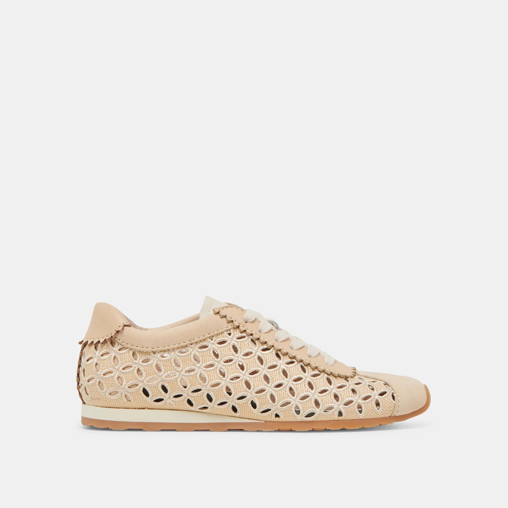 DANIE EYELET PERF SNEAKERS LT NATURAL RAFFIA | DolceVita.com
