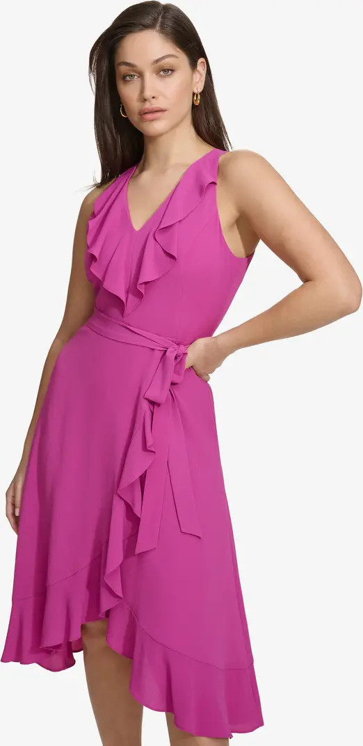 Ruffle Trim Faux Wrap Dress | Nordstrom Rack