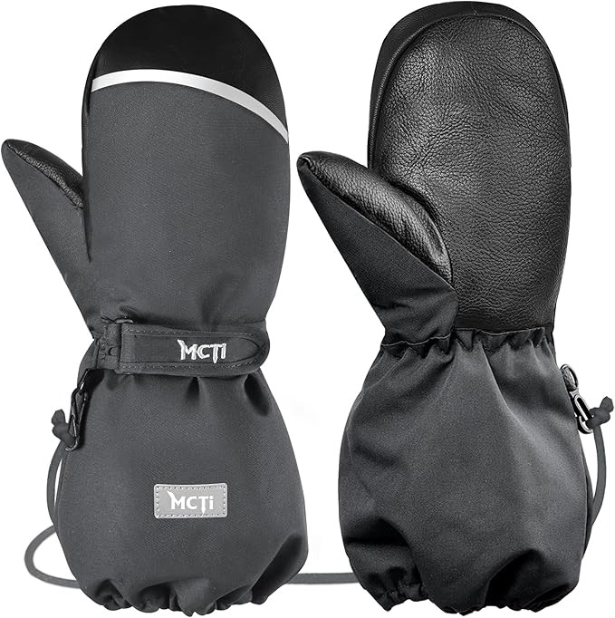 MCTi Kids Mittens Waterproof Winter Ski Warm Sherpa Lined Long Cuff with String | Amazon (US)