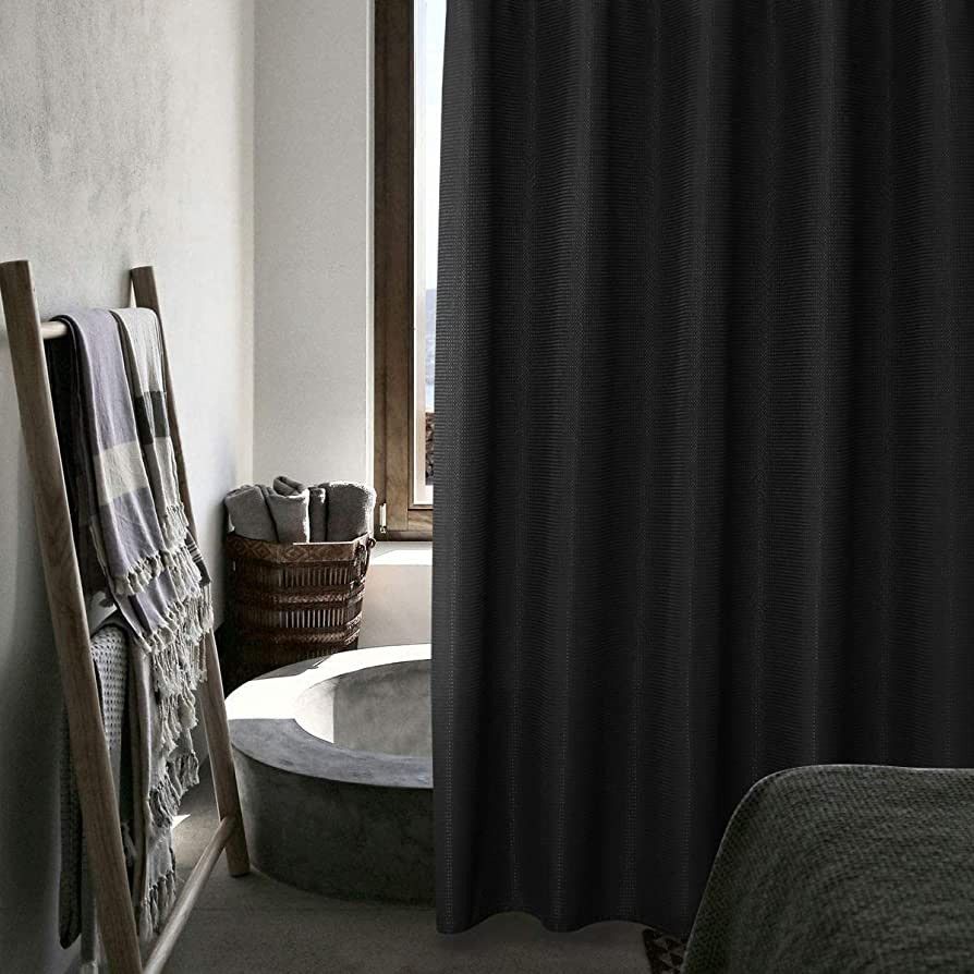 SPXTEX Black Bathroom Shower Curtains 72 inches Long Waterproof Fabric Farmhouse Modern Rectangle... | Amazon (US)