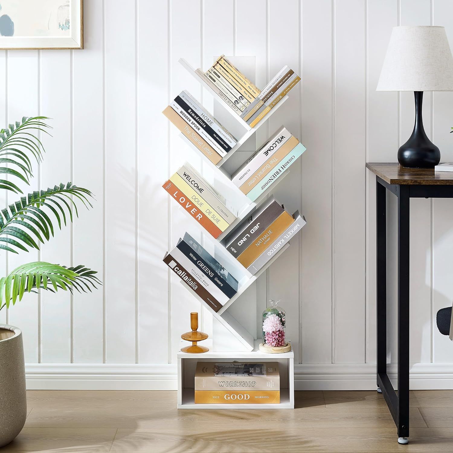 Hoctieon 6 Tier Tree Bookshelf, Tall Bookcase with Drawer, Freestanding Book Shelf, Display Floor... | Amazon (US)