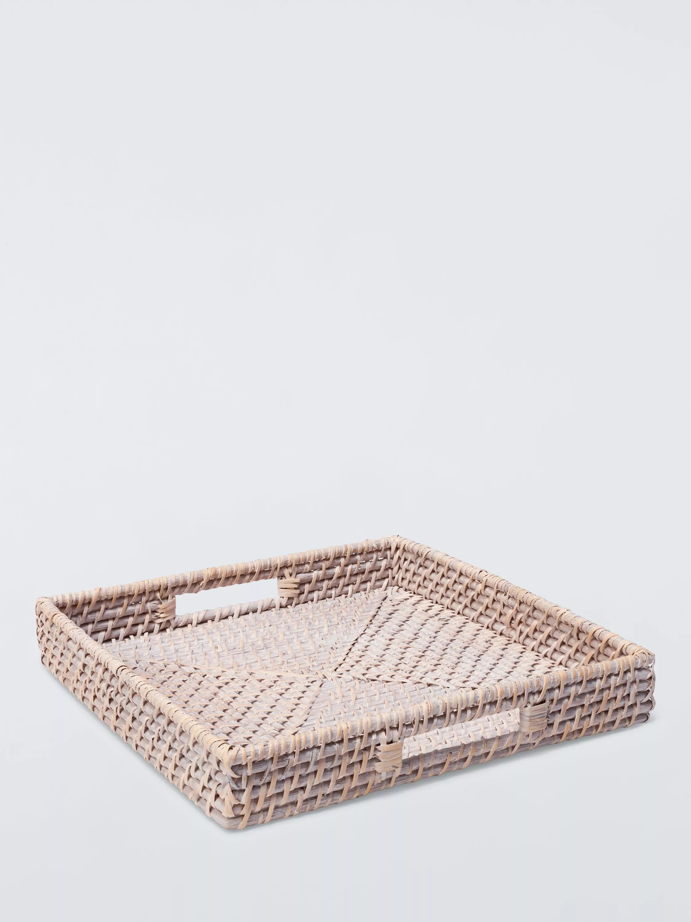 John Lewis Woven Rattan Square Tray, White | John Lewis (UK)