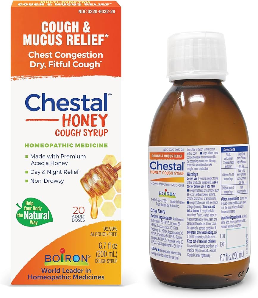 Boiron Chestal Honey Adult Cold and Cough Syrup for Nasal and Chest Congestion, Runny Nose, and S... | Amazon (US)