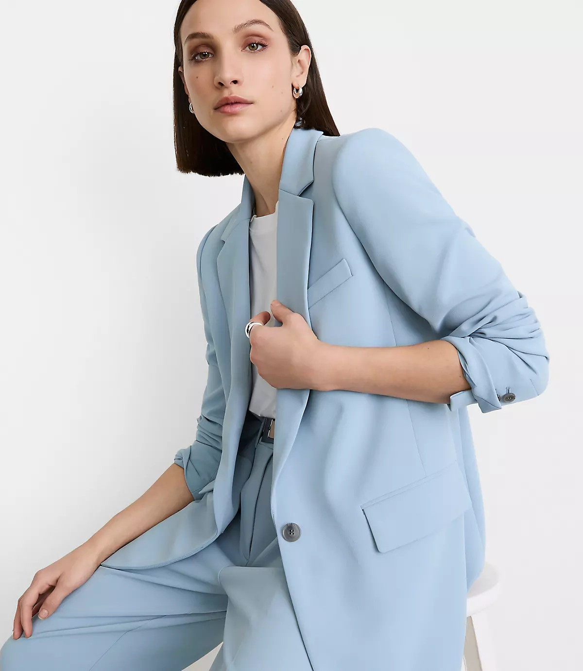 LOFT Versa Crepe Drape Relaxed Blazer | LOFT