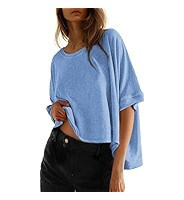 Dokotoo Summer Shirts 2025 Womens Solid T Shirts for Women Loose Oversized Tops Basic Tee | Amazon (US)