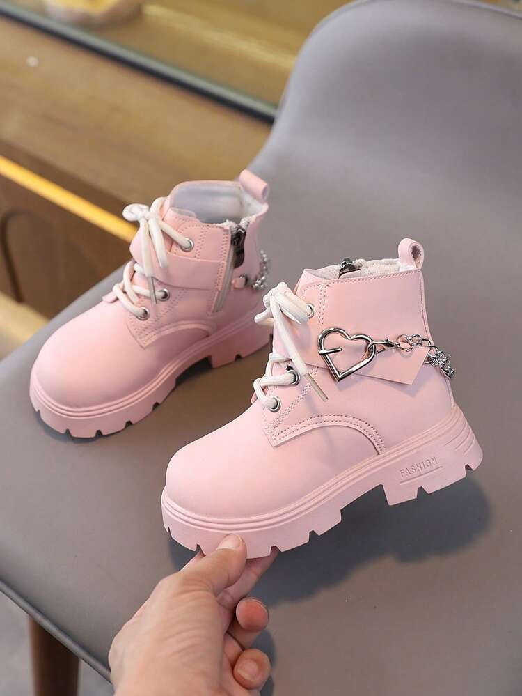 New Round Toe Children's Boots, Casual Retro Flat Bottom Girls' Short Boots, Non-Slip Wear-Resistant Big Kids' Shoes, Girls' Students' Punk Boots | SHEIN