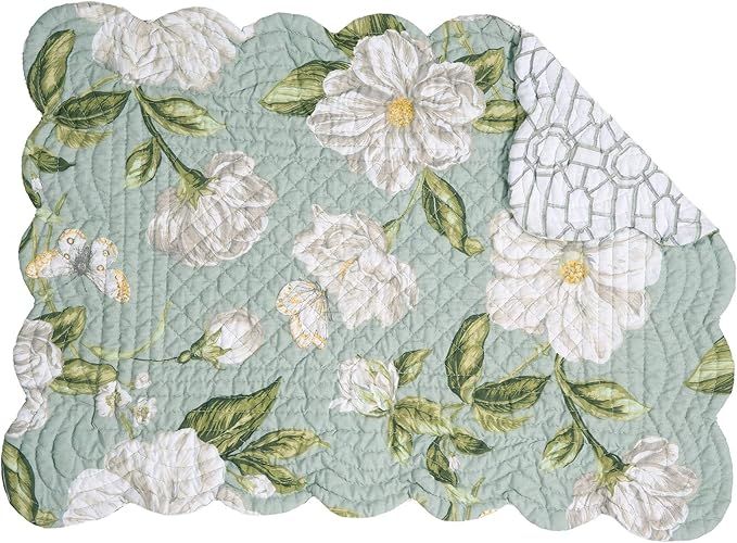 C&F Home Magnolia Garden Placemat Set of 6 Green 13" X 19" Rectangle Quilted Reversible Washable ... | Amazon (US)