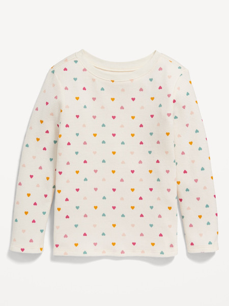Printed Long-Sleeve Thermal-Knit T-Shirt for Toddler Girls | Old Navy (US)
