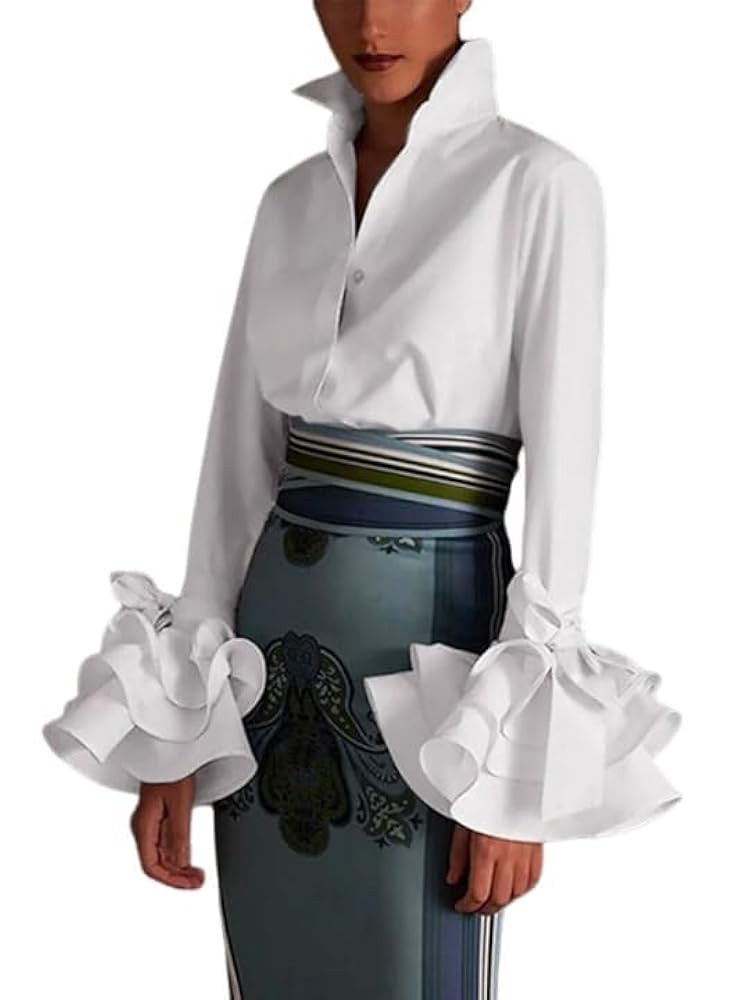 UOOZEE Womens Button Down Shirt Long Sleeve Dress Shirts Solid Work Blouse | Amazon (US)