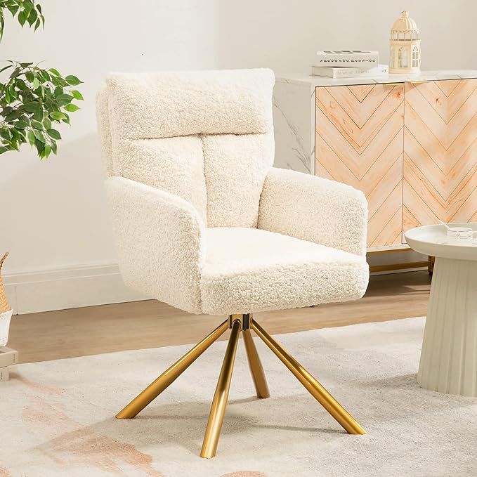 Homedot Modern Home Office Chair Swivel with Armrest Upholstered Accent Chair Soft Velvet Living ... | Amazon (US)