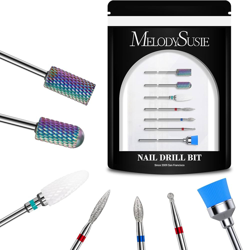MelodySusie Nail Drill Bits Set, 7Pcs Professional Tungsten Carbide Ceramic Acrylic Nail File Dri... | Amazon (US)