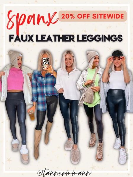 #spanx faux leather leggings on sale 20% off!!!! This never happens! Wearing a size medium petite 

#LTKCyberweek #LTKsalealert #LTKHoliday