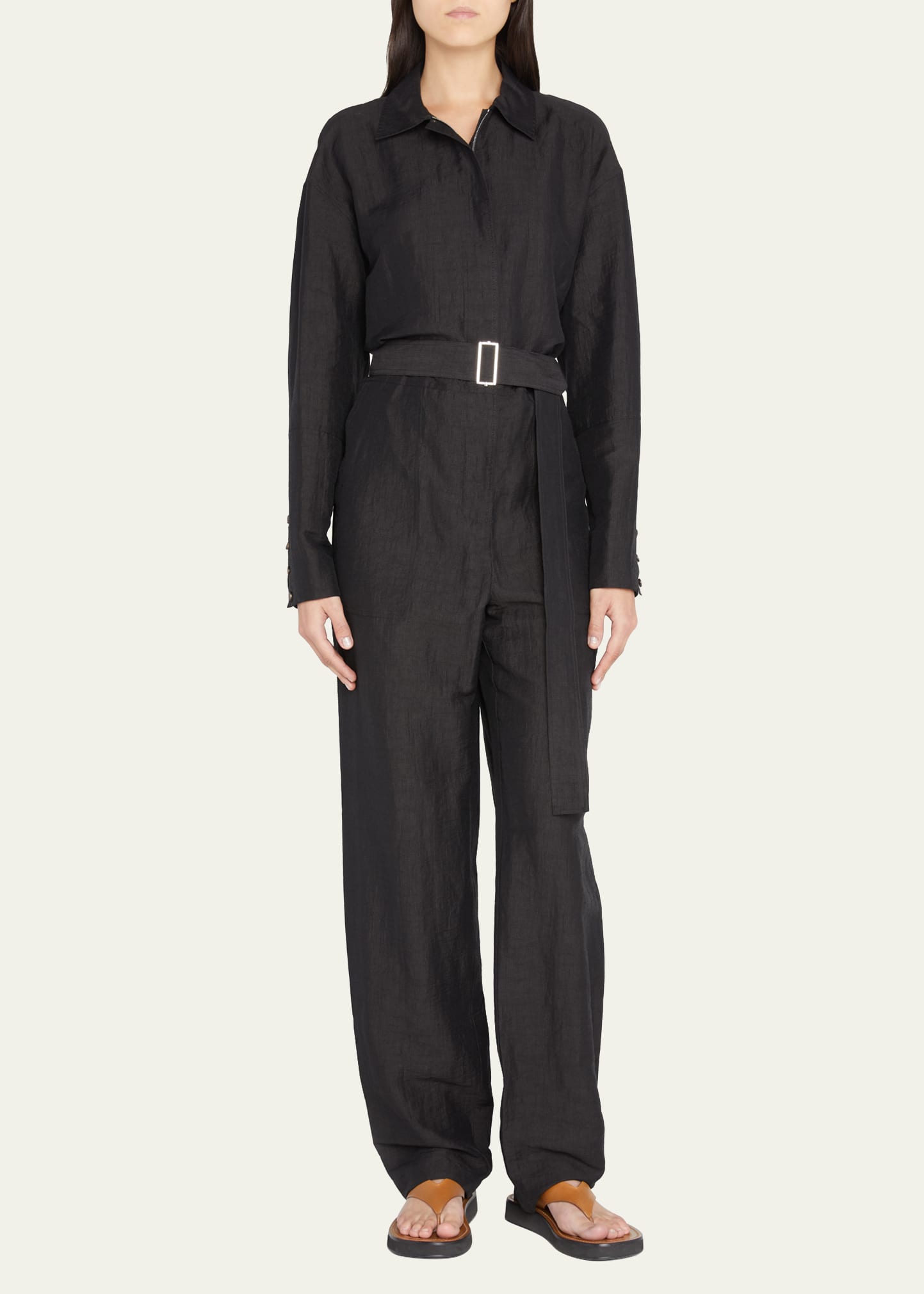 Tulane Belted Long-Sleeve Jumpsuit | Bergdorf Goodman