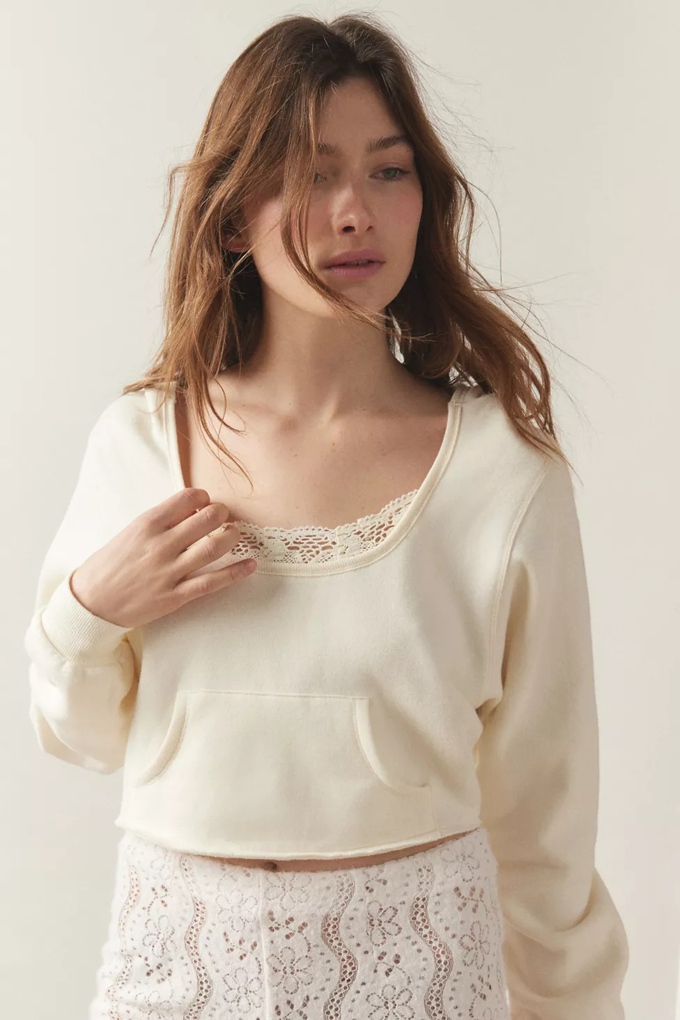 Out From Under Jayden Lace-Trim Hoodie Sweatshirt | Urban Outfitters (US and RoW)