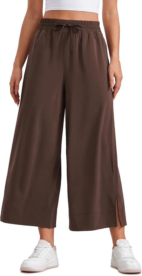 CRZ YOGA Lightweight Wide Leg Crop Pants 25" | Casual, Travel, Comfy, Soft, Split, Loose Fit, Poc... | Amazon (US)