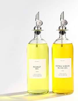 Moilmoli Oil and Vinegar Dispenser with Metal Pour Spout, Weighted Pourer, Glass Bottle Dispenser... | Amazon (US)