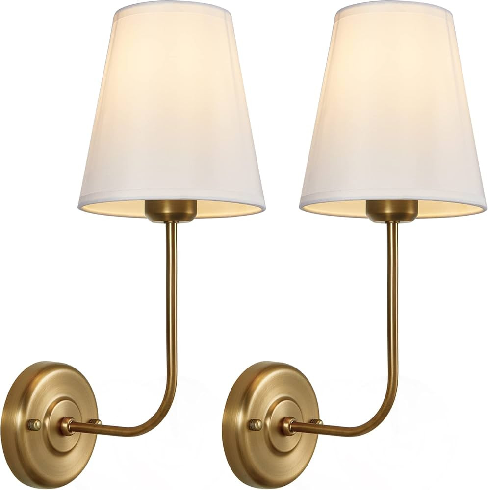 Passica Decor Set of 2 pcs Antique Brass Vintage Industrial Wall Sconce Light Fixture with Flared... | Amazon (US)