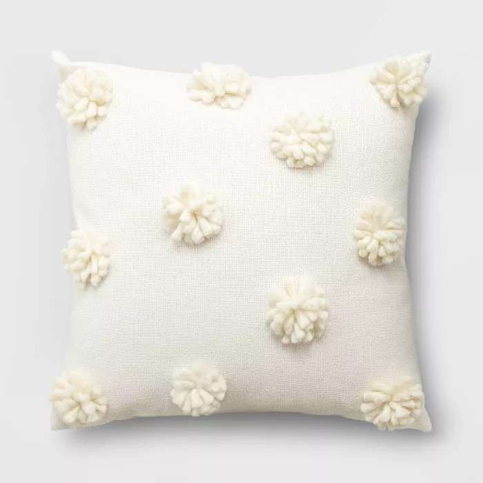 Pom-Pom Square Throw Pillow Cream - Opalhouse™ | Target