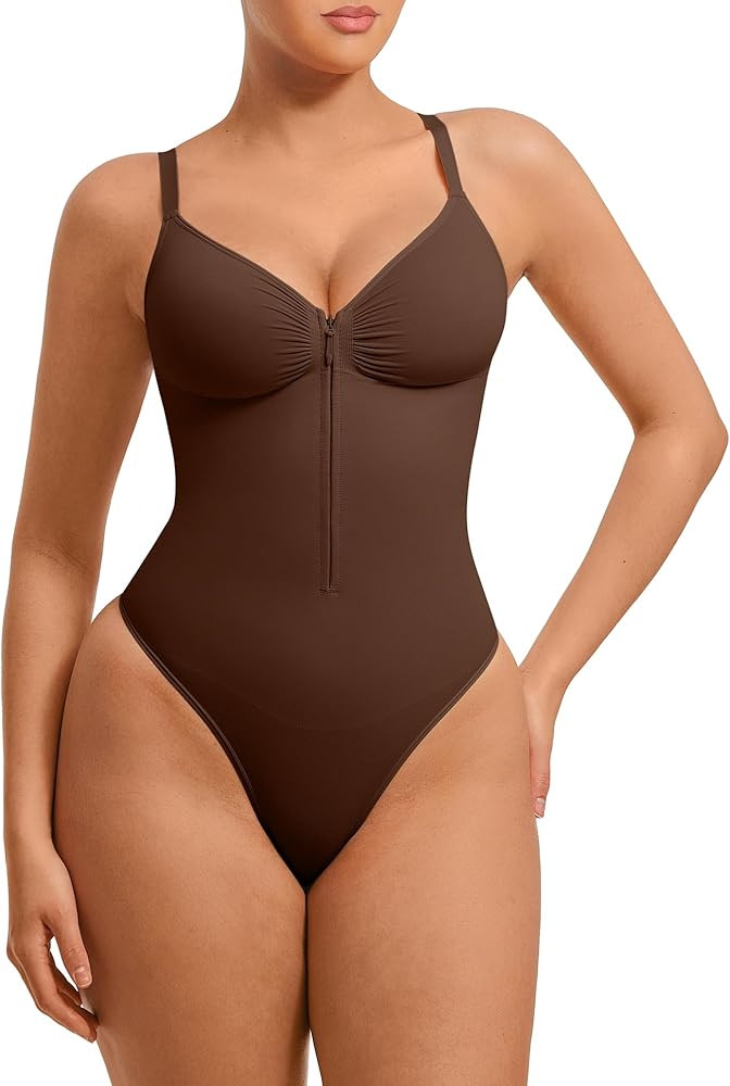 FeelinGirl Shapewear Bodysuits Tummy Control for Women: Seamless Zip-Up Thong Snatched Waist Body... | Amazon (US)