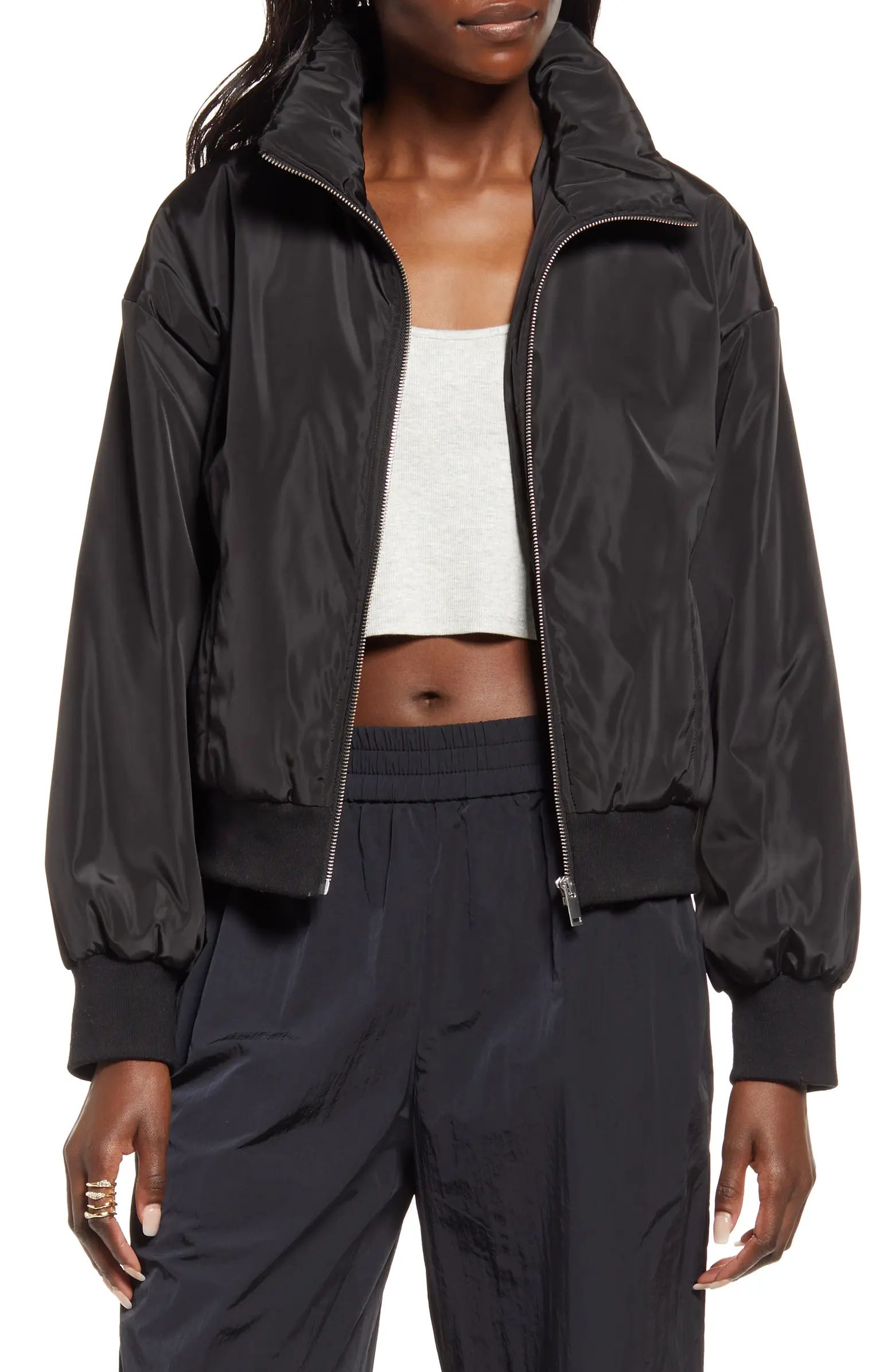 Open Edit Crop Bomber Jacket | Nordstrom | Nordstrom