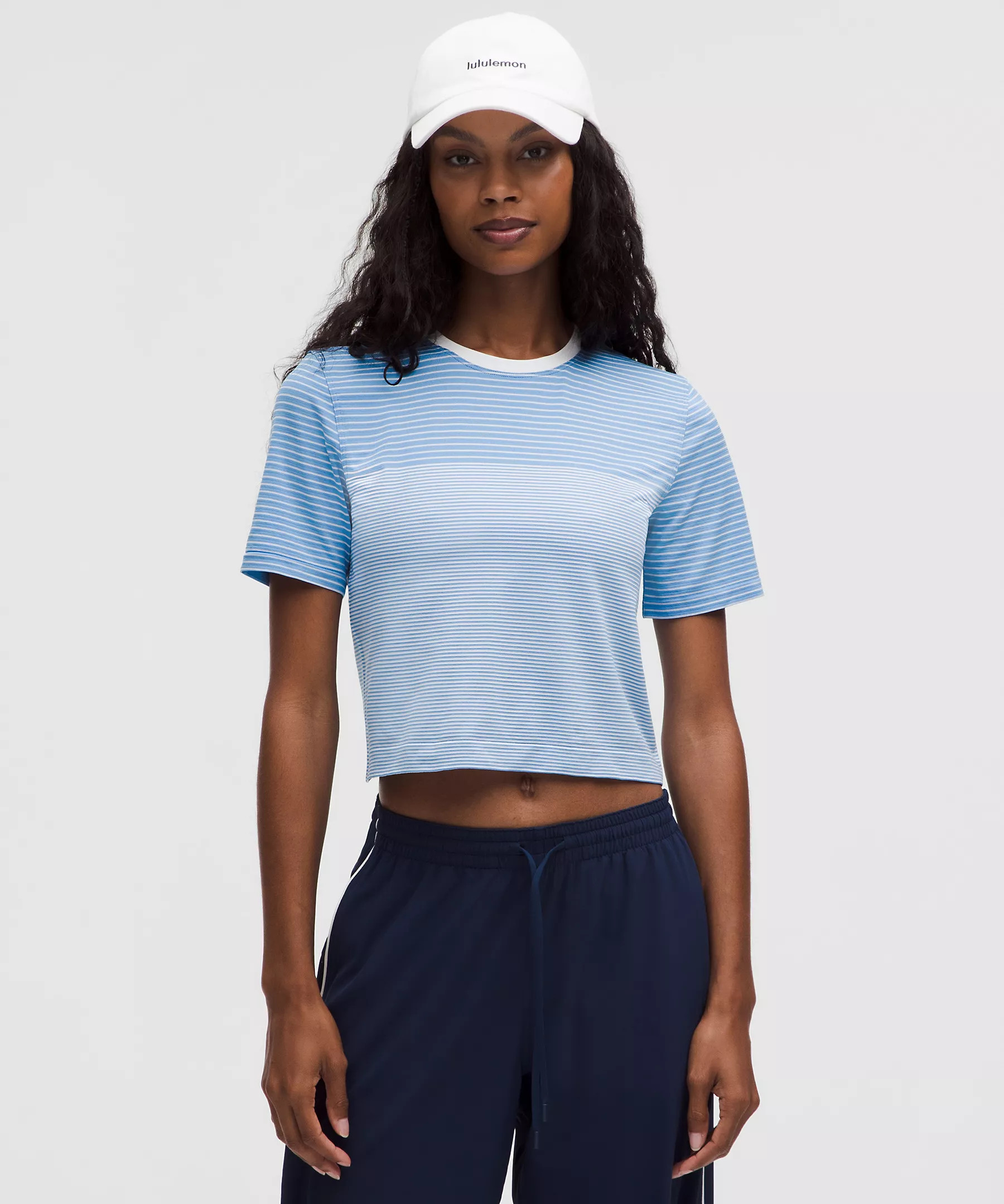 Seamless Classic-Fit Mariner Stripe Cropped T-Shirt | Lululemon (US)