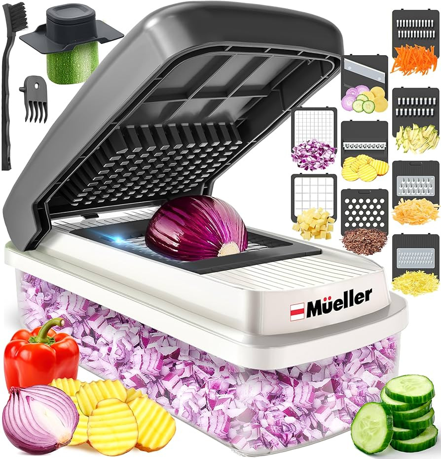 Mueller Vegetable Chopper Mandoline Slicer, Food Veggie Chopper, Cheese Grater, Onion Vegetable C... | Amazon (US)