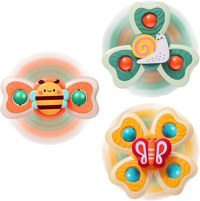 TOHIBEE 3PCS Spinner Toys for 1-3 Year Old Boys & Girls - Suction Cup Spinning Toys for Toddlers ... | Amazon (US)