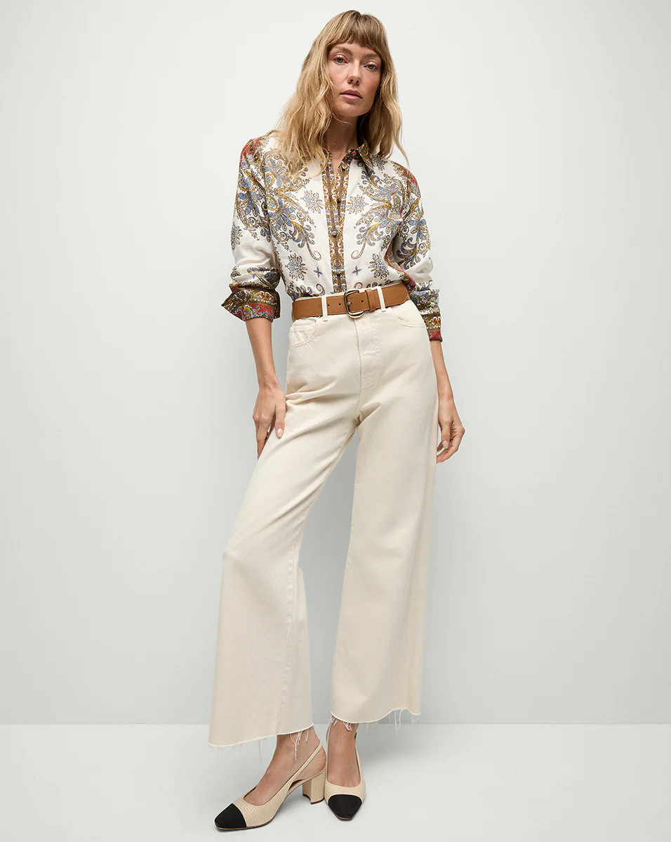 Cecile Raffia Cap-Toe Slingback Pump | Veronica Beard