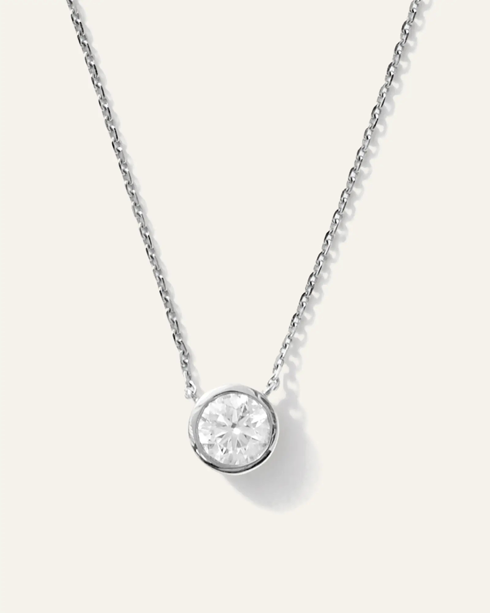 14K Gold Lab Grown Diamond Bezel Necklace in White Gold | Quince