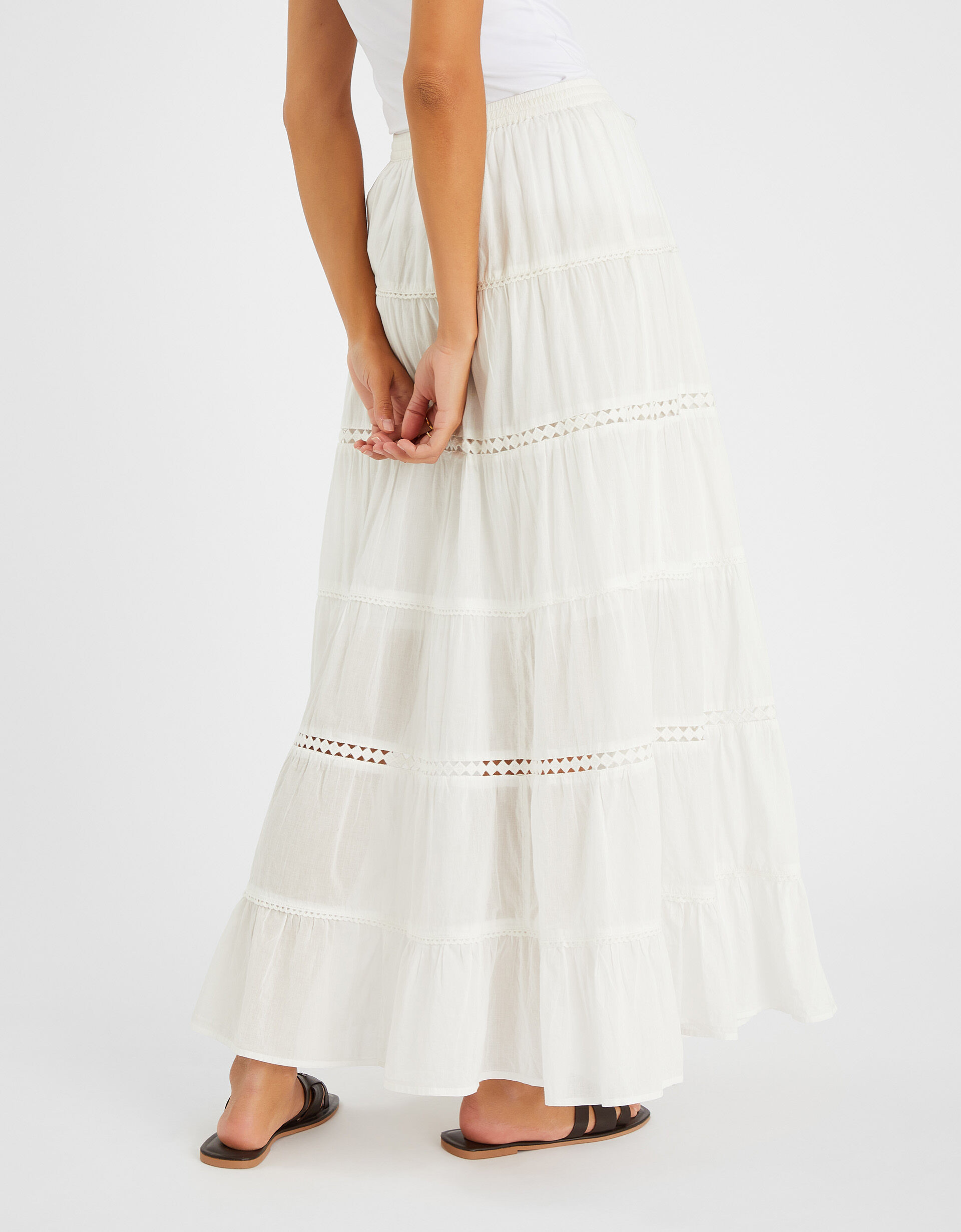 Tiered Maxi Skirt White | Accessorize (Global)