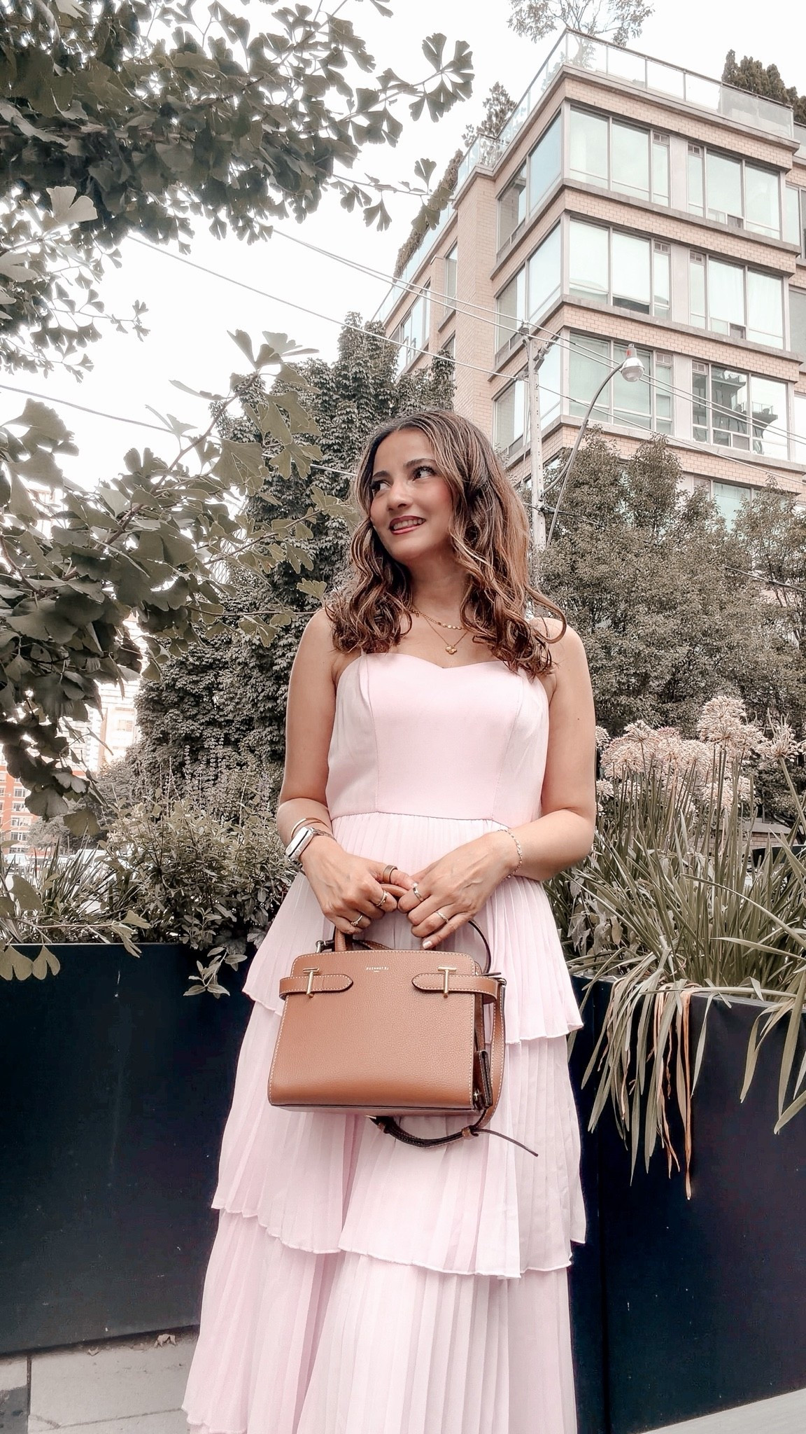 Blush Pink Pleated Maxi Dress Outfit with Le Tanneur Emilie bag in Tan

#LTKdresses #LTKwedding #LTKbag