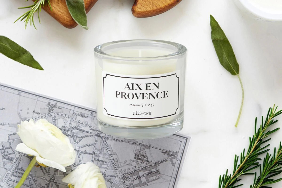 Hand-poured French Candle, Aix en Provence scent, Rosemary and Sage | etúHOME