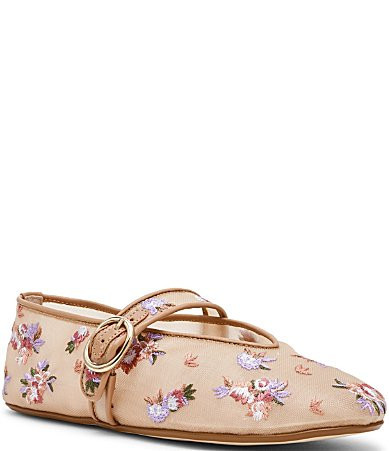 Steve Madden Alara Mesh Floral Embroidered Mary Jane Ballet Flats - 9 | Dillard's