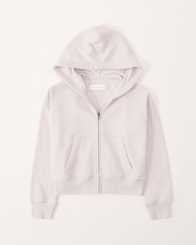 cropped easy-fit full-zip hoodie | Abercrombie & Fitch (US)
