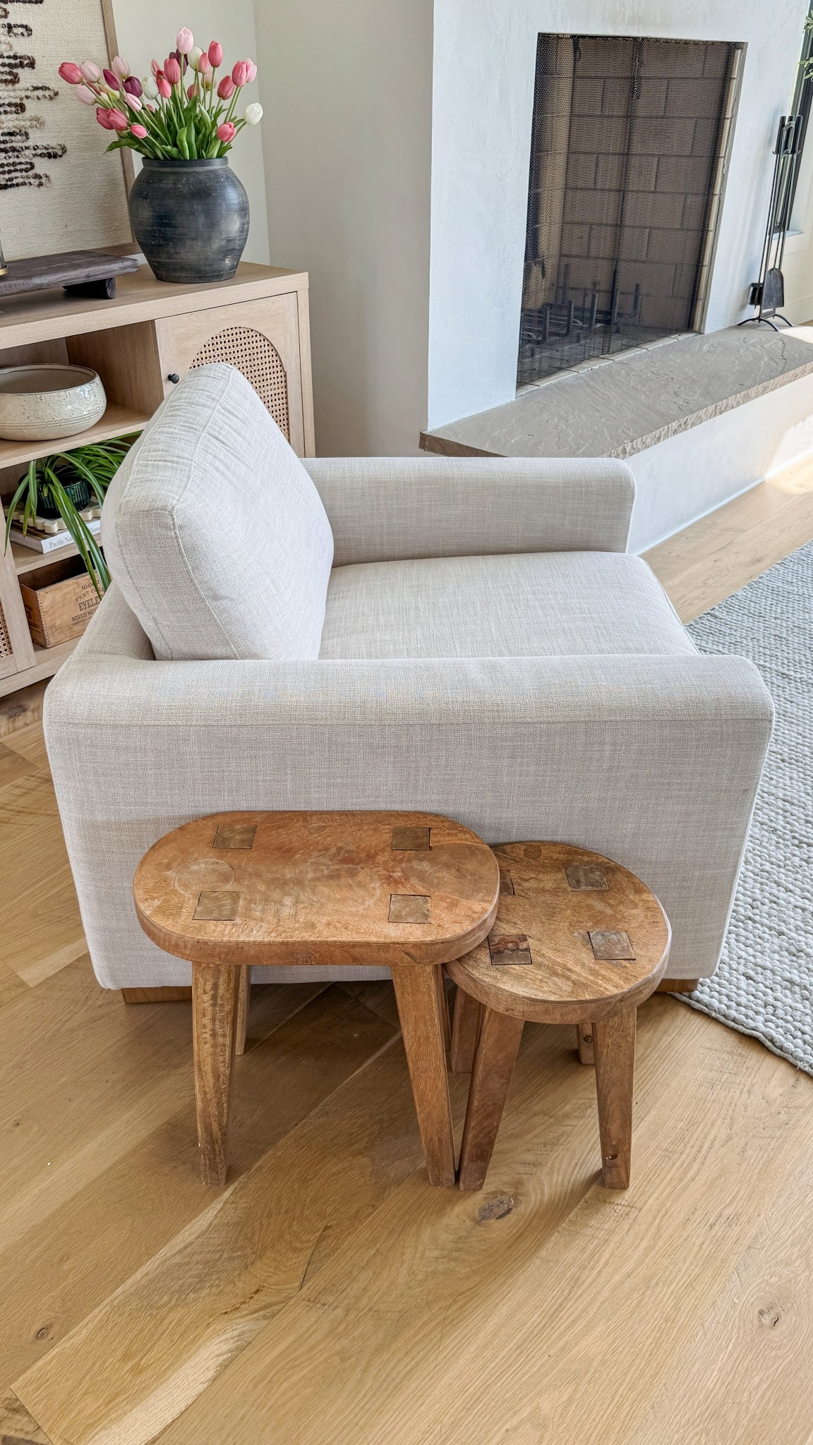 This new big club chair is PERFECT in every way!! It’s wide enough to sit criss cross applesauce in, it’s the perfect shade of beige, and I love the wood accents on the front. So so happy with this new addition!!

Annnd I love these new side tables! They seriously have been styled everywhere in my home and they are so handy to have!!

Follow @rushtonhome on Instagram and Facebook for more home decor inspiration and affordable home finds!

Follow my shop @rushtonhome on the @shop.LTK app to shop this post and get my exclusive app-only content!

home decor, living room, bedroom, affordable, walmart, target, amazon, new arrivals, winter decor, spring decor, fall finds, studio mcgee x target, hearth and hand, magnolia, holiday decor, dining room decor, living room decor, affordable home decor, furniture, weekend deals, sale, on sale, pottery barn, kirklands, faux florals, rugs, couches, sofa, dressers, nightstands, end tables, lamps, art, wall art, etsy, pillows, blankets, interior design, interior styling, bedding, throw pillows, look for less, designer dupe, bar stools, counter stools, vase, pottery, budget, budget friendly, coffee table, dining chairs, cane, rattan, wood, white wash, amazon home, arch, brass hardware, vintage, antique, european inspired, french country, back in stock, fall decor, night stands, side tables, bed, bedding, tray

#LTKStyleTip #LTKSaleAlert #LTKHome