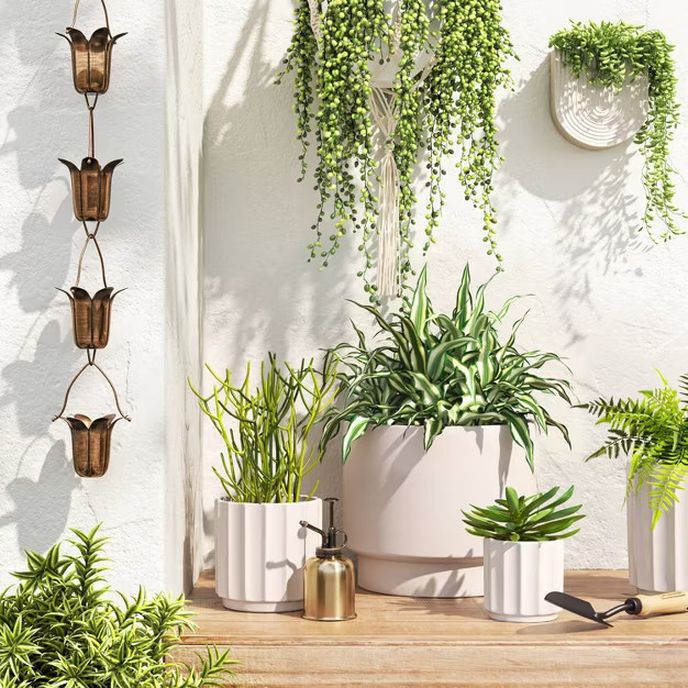 Outdoor Geared Stoneware Planter White - Project 62™ | Target