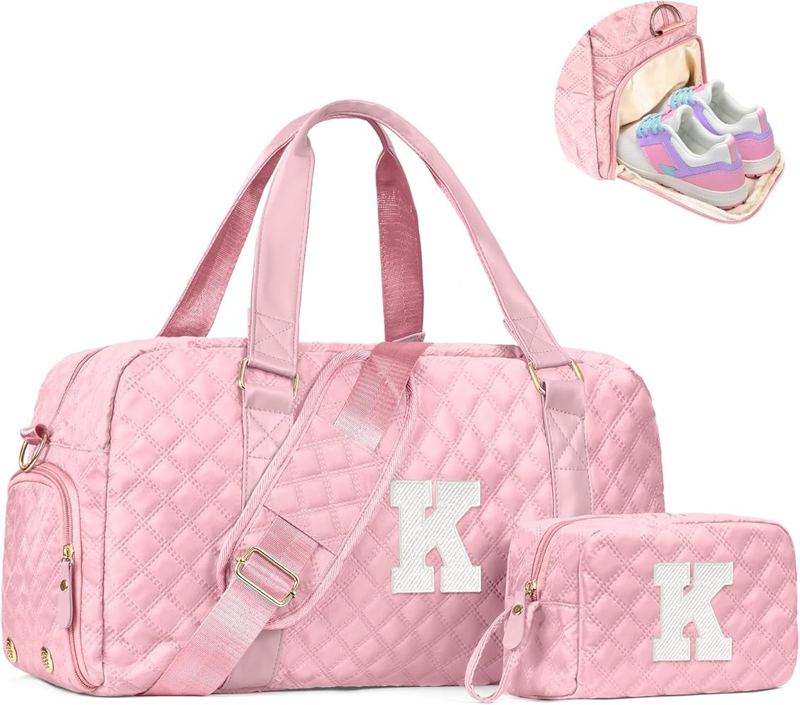 Monogram Duffle Bag Women Girls Gift: Initial Overnight bags, Dance Cheer bag Sports for Girl, Ki... | Amazon (US)