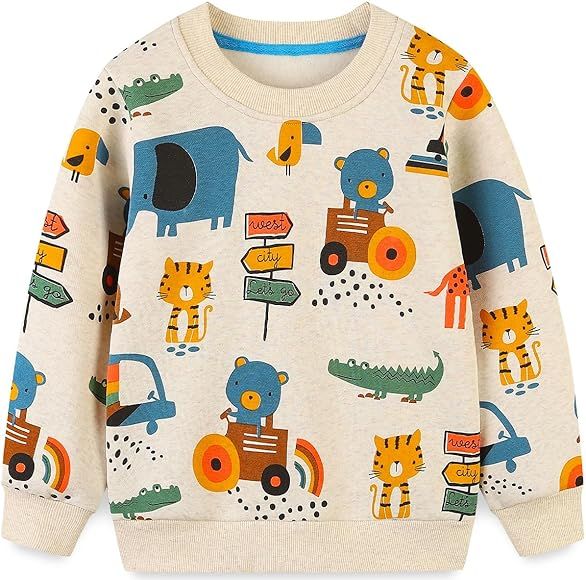 Bumeex Toddler Boy's Crewneck Pullover Sweatshirt 2-7Y | Amazon (US)