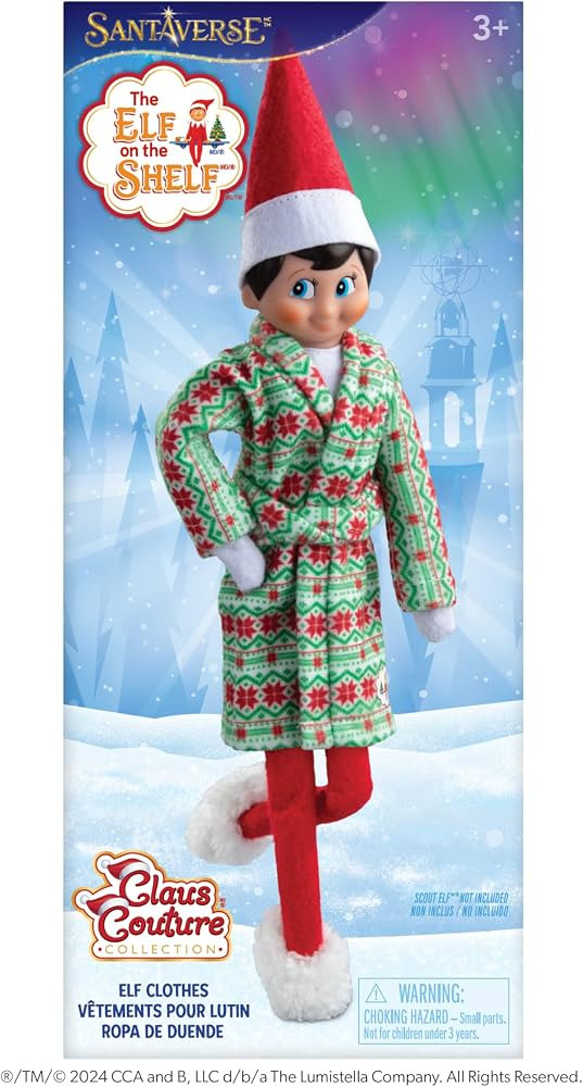 Amazon.com: The Elf on the Shelf Claus Couture Snuggly Robe and Slippers Set – Cozy Holiday Rob... | Amazon (US)